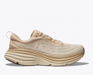 Beige Men's HOKA Bondi 8 Running Shoes | EOC423816