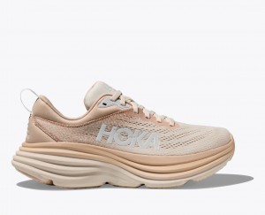 Beige / White Women's HOKA Bondi 8 Running Shoes | KYF923081