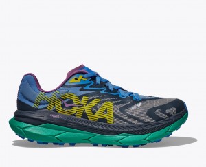 Black / Grey / Blue Men's HOKA Tecton X 2 Trail Running Shoes | AWK897654