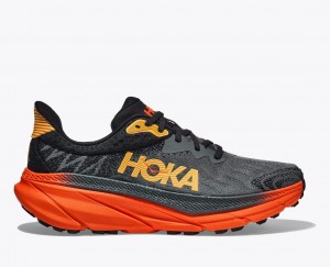 Black / Red Men's HOKA Challenger 7 Trail Running Shoes | SHI569832