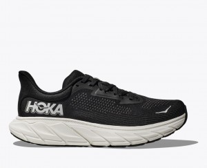 Black / White Men's HOKA Arahi 7 Running Shoes | NVC518374