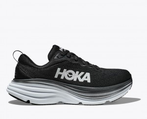 Black / White Men's HOKA Bondi 8 Running Shoes | ZEI528364