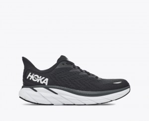 Black / White Men's HOKA Clifton 8 Running Shoes | RBJ321486