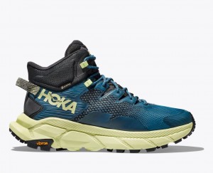 Blue / Black / Light Green Men's HOKA Trail Code GTX Hiking Boots | BFK740136