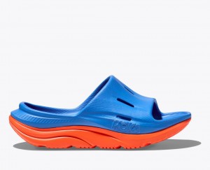 Blue / Orange Kids' HOKA Ora Recovery 3 Slides | OEY547360