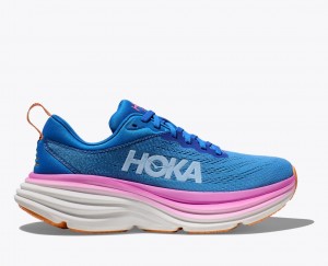 Blue / Pink Women's HOKA Bondi 8 Running Shoes | PUL940168