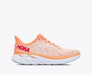 Coral Women's HOKA Clifton 8 Running Shoes | RGM641508