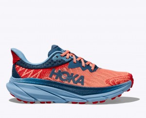 Coral / Dark Blue Women's HOKA Challenger 7 Trail Running Shoes | TLF241869