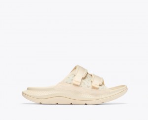 Cream Men's HOKA Ora Luxe Slide | ZKO017934