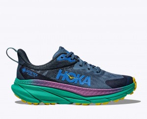 Dark Blue Women's HOKA Challenger 7 GTX Trail Running Shoes | IRV514793