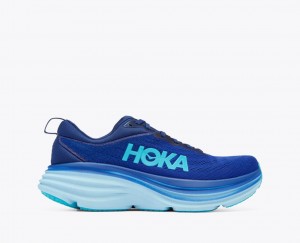 Dark Blue / Light Blue Men's HOKA Bondi 8 Running Shoes | NWX413078