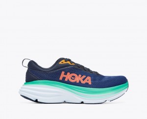 Dark Blue / Turquoise Women's HOKA Bondi 8 Running Shoes | NLJ736105