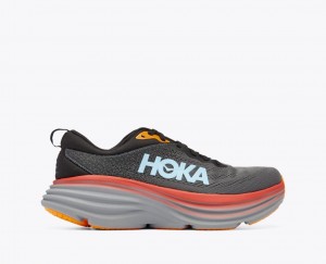 Dark Grey / Red / Black Men's HOKA Bondi 8 Running Shoes | NSL165280