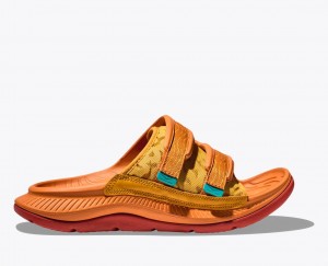 Dark Orange Men's HOKA Ora Luxe Slide | GTW562903