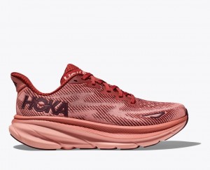 Dark Red / Coral Men's HOKA Clifton 9 Running Shoes | ATP423896