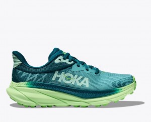 Green Women's HOKA Challenger 7 Trail Running Shoes | YKU458392