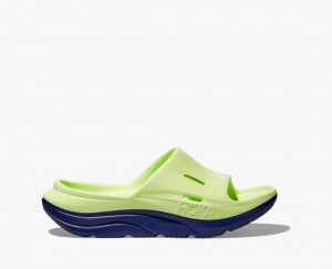 Green / Navy Kids' HOKA Ora Recovery 3 Slides | KVY210596