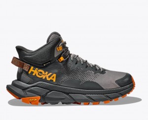 Grey / Black Men's HOKA Trail Code GTX Hiking Boots | FOZ327014