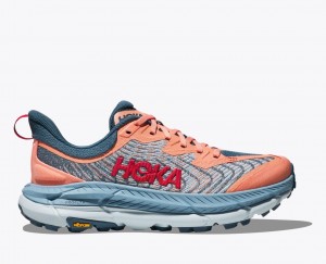 Grey / Coral Women's HOKA Mafate Speed 4 Trail Running Shoes | JCZ854069