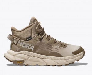 Khaki / Beige Men's HOKA Trail Code GTX Hiking Boots | PDZ649381