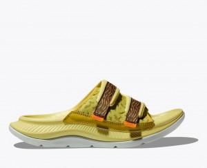 Khaki / Brown Men's HOKA Ora Luxe Slide | HSJ701596