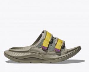 Khaki / Yellow Men's HOKA Ora Luxe Slide | QUI652837