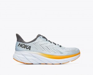 Light Blue / Orange Men's HOKA Clifton 8 Running Shoes | HJL487623