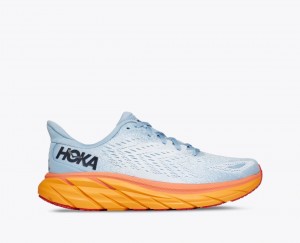 Light Blue / White / Orange Women's HOKA Clifton 8 Running Shoes | XFT961320