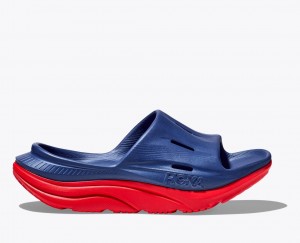 Navy / Red Women's HOKA Ora Recovery 3 Slide | CWK790865