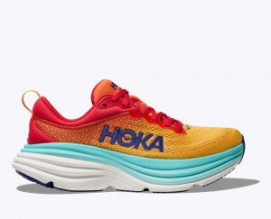 Orange / Red / Turquoise Women's HOKA Bondi 8 Running Shoes | QAT563729