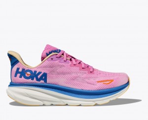 Pink / Blue Women's HOKA Clifton 9 Running Shoes | ADT875320