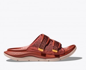 Red Brown Men's HOKA Ora Luxe Slide | WRA208746