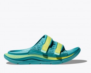 Turquoise Men's HOKA Ora Luxe Slide | TMJ795120