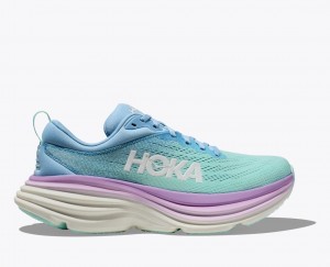 Turquoise / Blue / Purple Women's HOKA Bondi 8 Running Shoes | ZUE234018