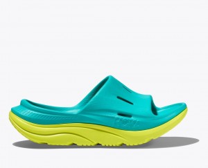 Turquoise / Green Kids' HOKA Ora Recovery 3 Slides | LHB975086