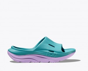 Turquoise / Light Purple Kids' HOKA Ora Recovery 3 Slides | SIX974382