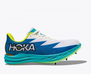 White / Blue Men's HOKA Crescendo MD Track Spikes | DXZ329504