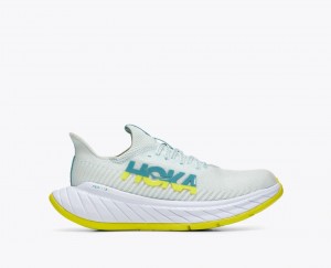 White / Green Women's HOKA Carbon X 3 Running Shoes | YLH684071