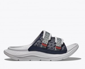 White / Grey Men's HOKA Ora Luxe Slide | RCA926801