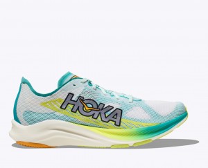 White / Turquoise Men's HOKA Cielo Road Running Shoes | KLC823764