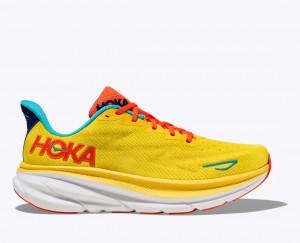 Yellow Men's HOKA Clifton 9 Running Shoes | WUZ841907