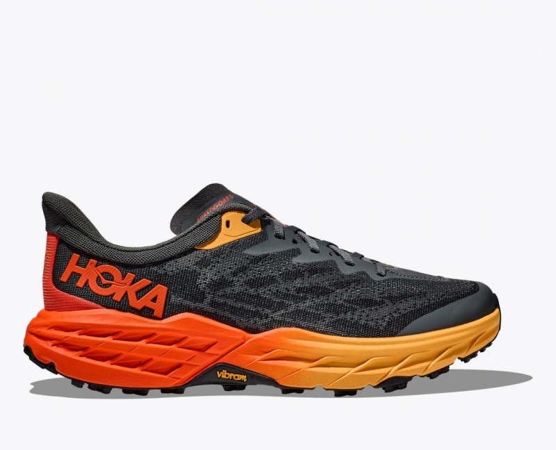 Black / Orange / Red Men\'s HOKA Speedgoat 5 Trail Running Shoes | LIE375084