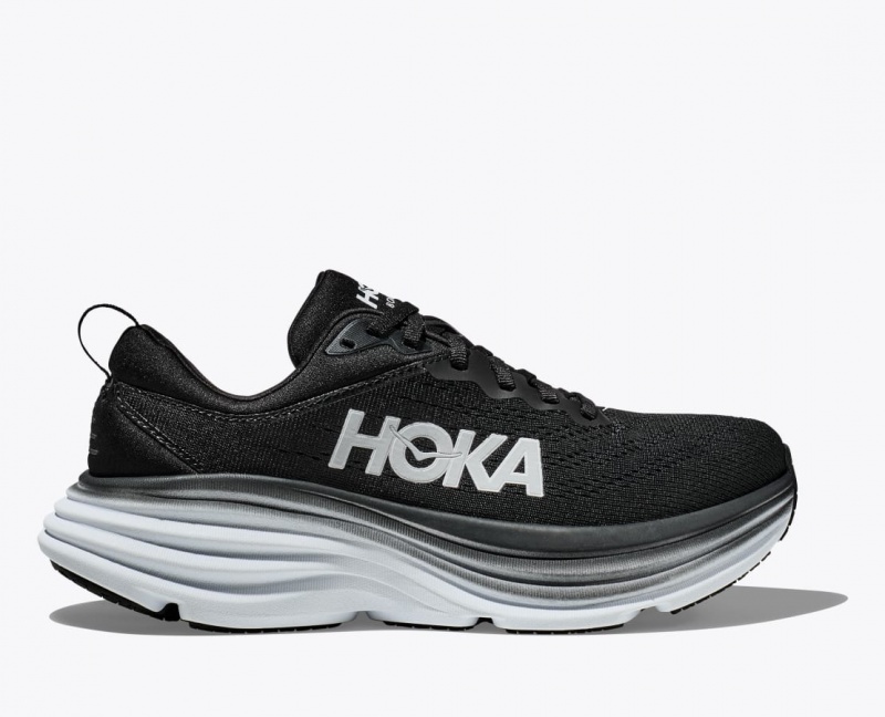 Black / White Men\'s HOKA Bondi 8 Running Shoes | ZEI528364