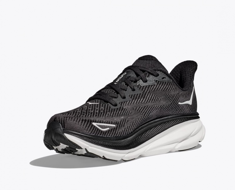 Black / White Men's HOKA Clifton 9 Running Shoes | QLY286051