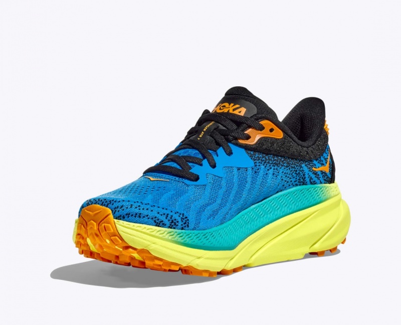 Blue / Black Women's HOKA Challenger 7 Trail Running Shoes | DXC865930