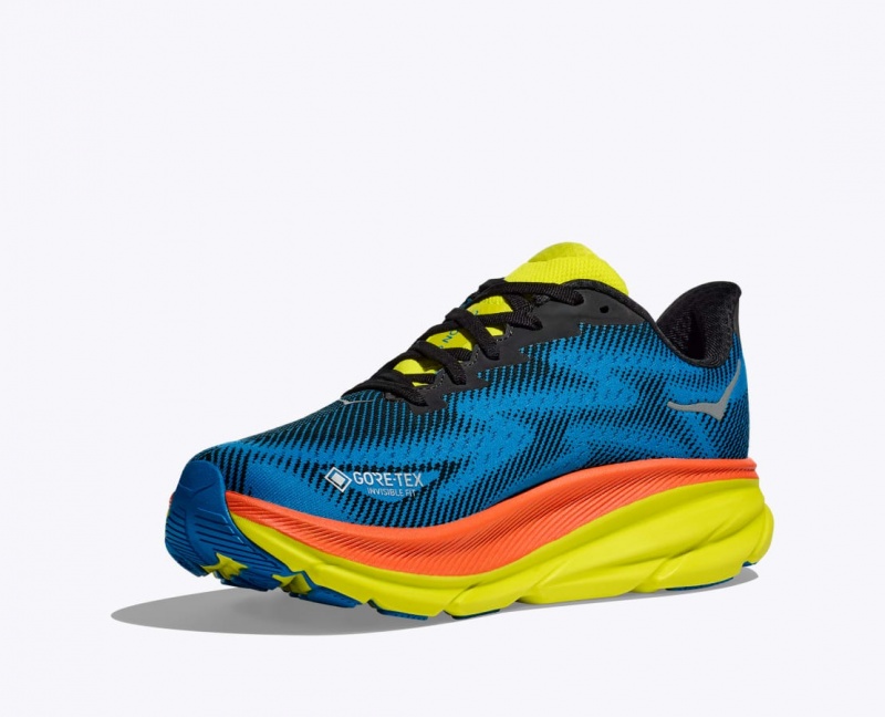 Blue / Black Women's HOKA Clifton 9 GTX Running Shoes | RSQ061857