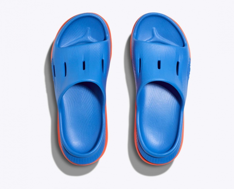 Blue / Orange Kids' HOKA Ora Recovery 3 Slides | OEY547360