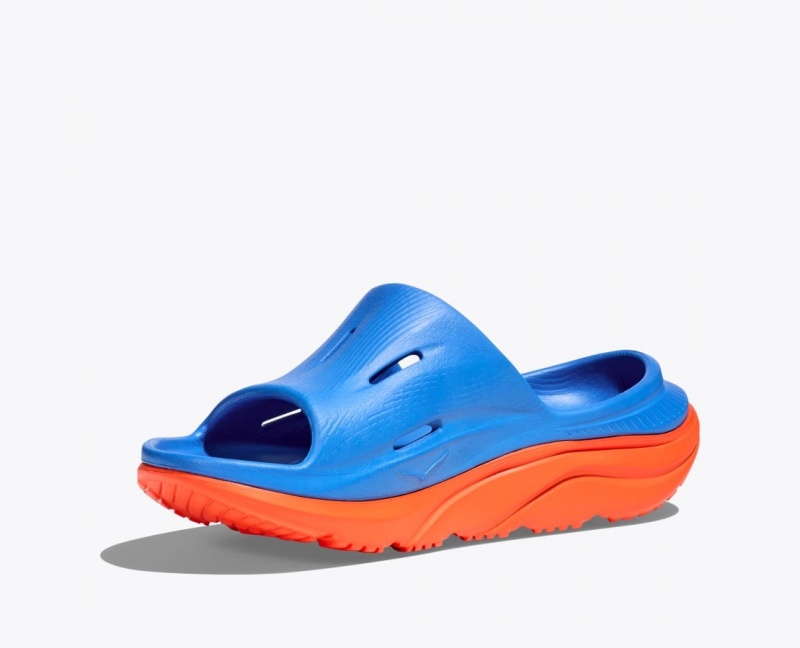 Blue / Orange Kids' HOKA Ora Recovery 3 Slides | OEY547360