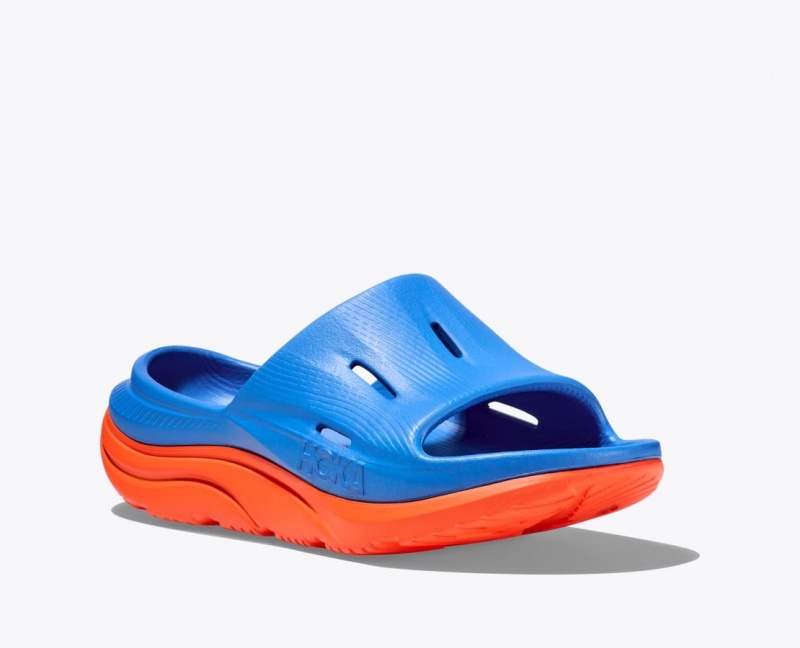 Blue / Orange Kids' HOKA Ora Recovery 3 Slides | OEY547360