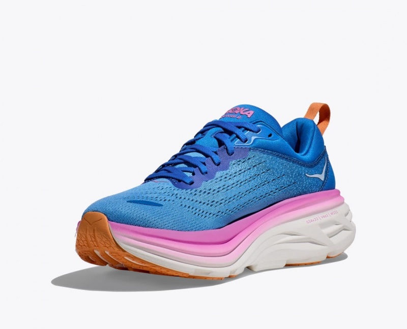 Blue / Pink Women's HOKA Bondi 8 Running Shoes | PUL940168